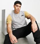 The North Face Essential Color Block T-shirt In Gray/brown Exclusive At Asos