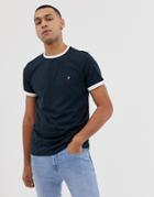 Farah Groves Slim Fit Ringer T-shirt In Navy