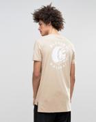 Asos Super Longline T-shirt With Blazing Wheel Print And Step Hem - Blonde