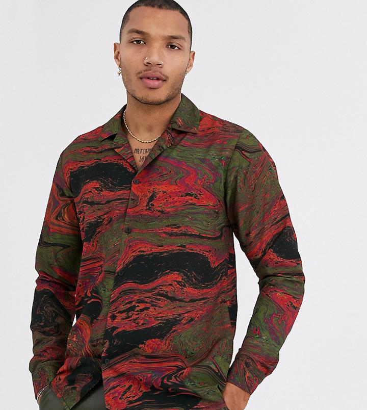 Reclaimed Vintage Oil Slick Long Sleeve Shirt-multi