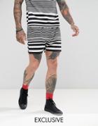 Reclaimed Vintage Inspired Shorts In Stripe - Black