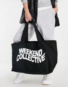 Asos Weekend Collective Canvas Tote Bag In Black