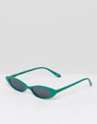 Asos Small Cat Eye Fashion Glasses In Green - Green