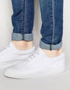 Asos Lace Up Sneakers In White Canvas With Toe Cap - White
