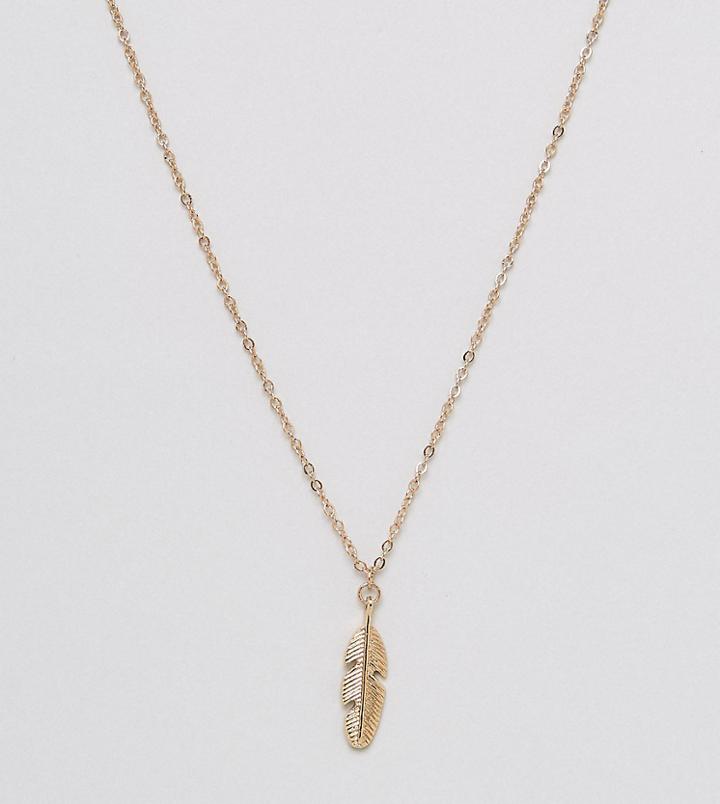 Reclaimed Vintage Inspired Feather Chain Necklace In Gold Exclusive To Asos - Gold