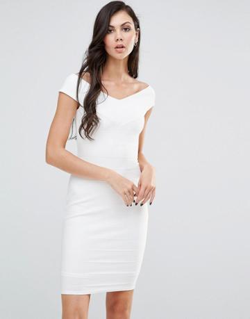 Lipstick Boutique Bardot Pencil Dress - Pink