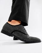 Asos Design Dress Shoes In Black Studded Velvet - Black