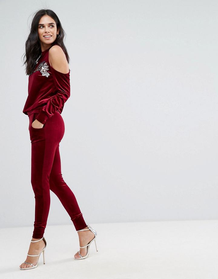 Love & Other Things Velvet Leggings - Red