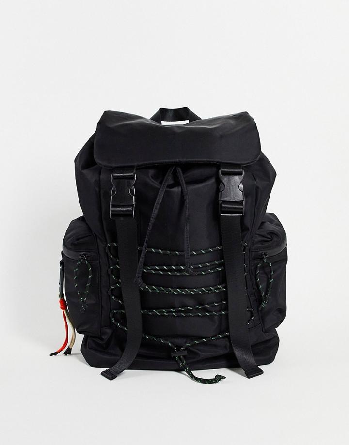Topshop Oversized Bungee Detail Backpack-black