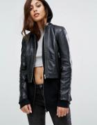 Barneys Leather Zip Jacket - Black