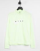 Nike Running Swoosh Half Zip Mid Layer Top In Volt-green