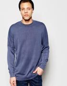 Cheap Monday Crew Sweater Combine Knit Cut & Sew Sleeve In Blue - Daft Blue