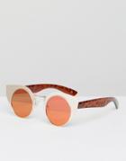 Asos Angular Sunglasses With Metallic Frame Flash & Flat Lens - Gold