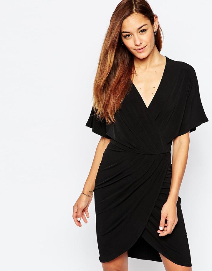 Asos Wrap Dress In Crepe - Black
