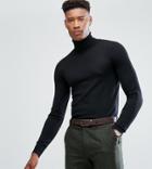 Gianni Feraud Tall Premium Roll Neck Fine Gauge Sweater - Black