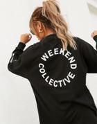 Asos Weekend Collective Oversized Long Sleeve T-shirt With Back Logo In Black