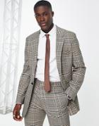 Asos Design Slim Suit Jacket In Brown Vintage Check