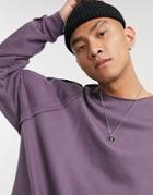 Asos Design Organic Oversized Sweatshirt With Raw Hem Details In Purple