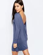 Asos Mini Dress With Cowl Back - Blue
