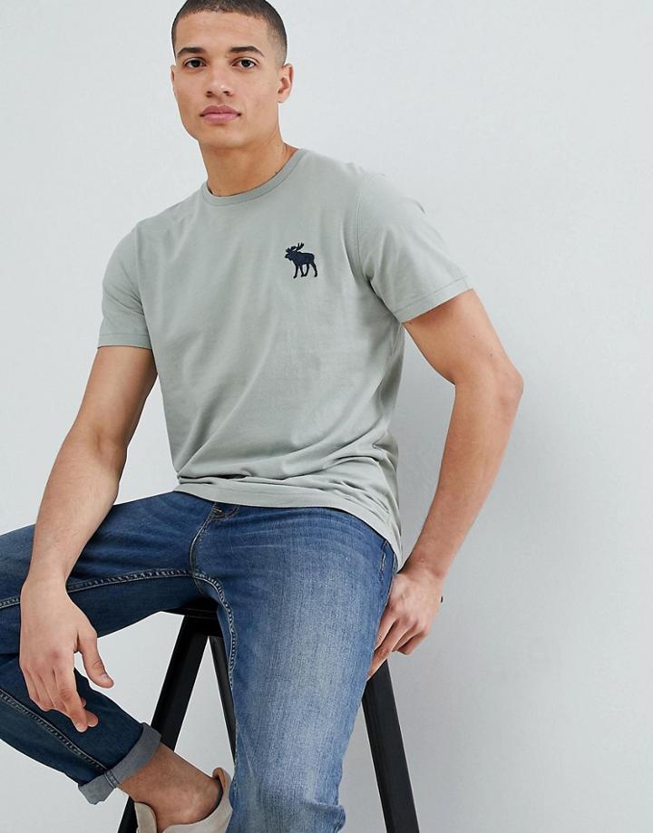 Abercrombie & Fitch Large Pop Icon Crew Neck T-shirt In Olive - Green