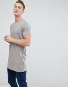 Asos Design Super Longline T-shirt In Beige - Beige