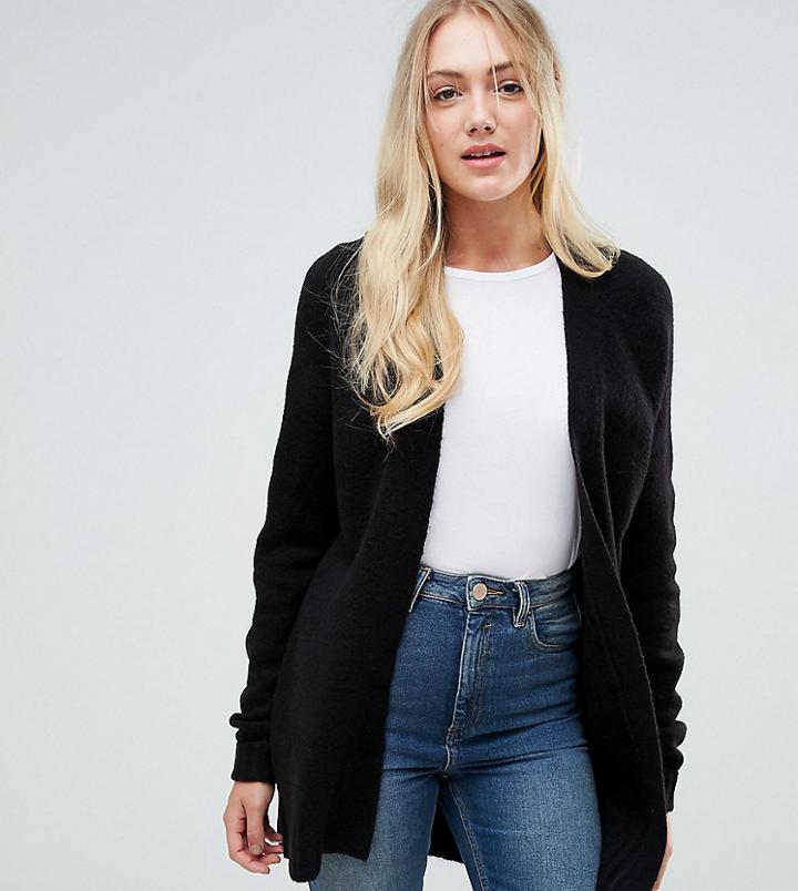 Asos Tall Chunky Knit Cardigan In Wool Mix - Black