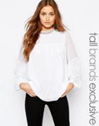 Y.a.s Tall Woven Shirt With Lace Insert Detail - White