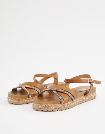 Xti Flat Sandals - Tan