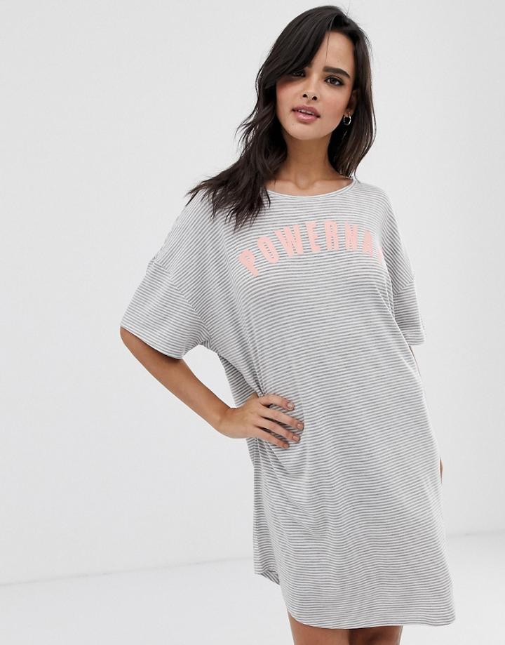 Lindex Bella Powernap Stripe Night Gown In Gray - Gray