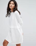Daisy Street Oversized Sweat Dress With Layer Detail - Gray