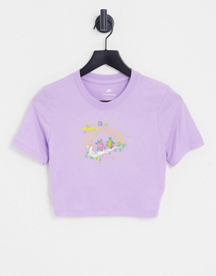 Nike Logo Twist Pack Crop T-shirt In Pale Purple