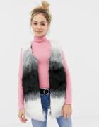 Brave Soul Andrea Vest In Ombre Faux Fur - Multi
