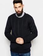 Asos Cotton Cable Sweater - Navy