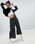 Asos Jersey Crepe Culotte Pants In Stripe - Black