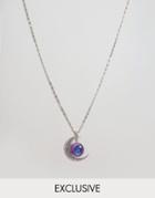 Reclaimed Vintage Inspired Necklace With Galaxy Moon Pendant - Silver