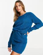 Trendyol Knitted Top & Mini Skirt Set In Petrol Blue