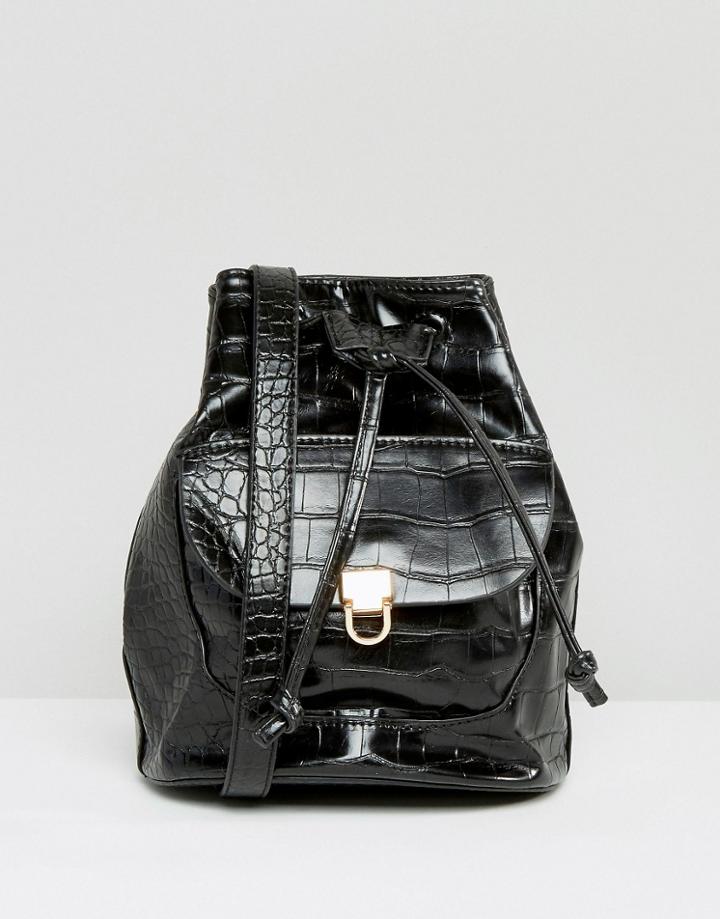 Missguided Croc Effect Duffle Bag - Black