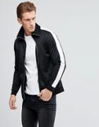Asos Polytricot Track Jacket With Cut & Sew Sleeve - Black