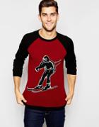 Asos Holidays Sweater With Skier - Burgundy
