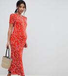 Asos Design Maternity City Maxi Tea Dress In Star Print - Multi