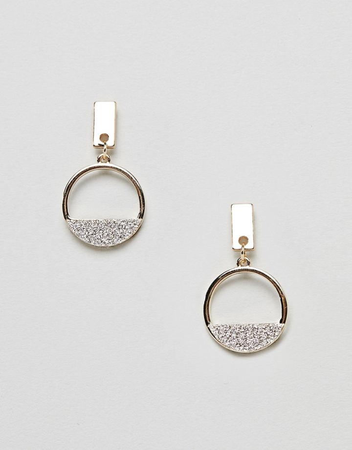 Missguided Glitter Drop Earrings - Gold