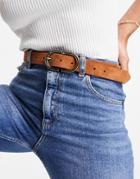 Asos Design Suede Waist And Hip Jeans Belt In Tan In Brown