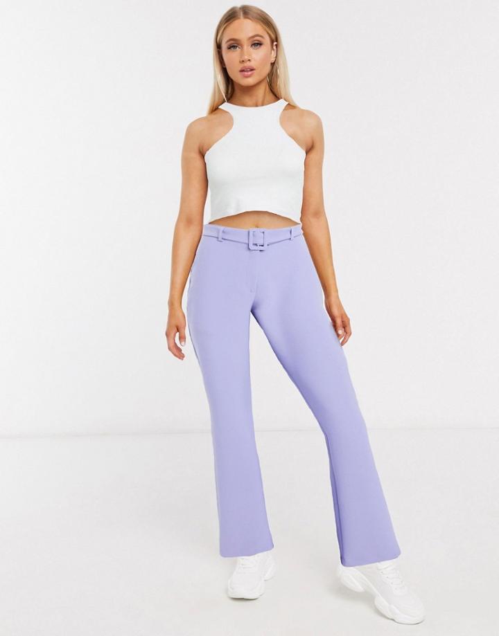 Asos Design Hourglass Belted Kick Flare Pants-purple