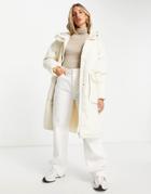 Vero Moda Longline Padded Coat With Elasticated Waist In Cream-white