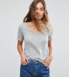 Asos Tall The New Forever T-shirt With Short Sleeves And Dip Back - Gray
