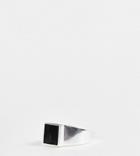 Asos Design Sterling Silver Signet Ring With Black Agate Stone In Silver