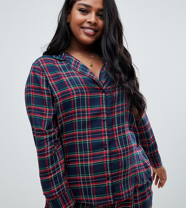 Asos Design Curve Mix & Match Check Shirt-navy