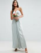 Asos Wedding Bandeau Fold Front Maxi Dress - Green