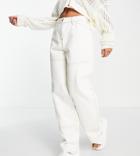 Collusion X014 Extreme Baggy Dad Paneled Cargo Jeans In Ecru-white