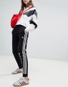 Adidas Originals Three Stripe Cuffed Sweat Pants In Black - Black